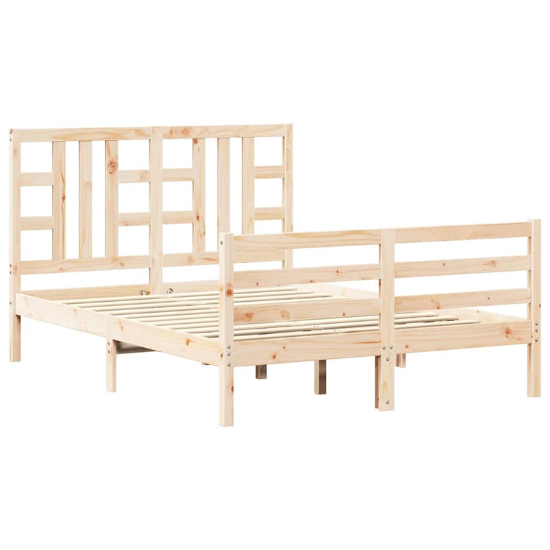 vidaXL tömör fa ágykeret fejtámlával Double