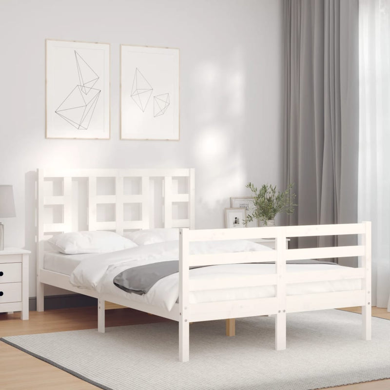 vidaXL fehér tömör fa ágykeret fejtámlával 120 x 200 cm