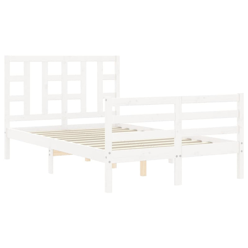 vidaXL fehér tömör fa ágykeret fejtámlával 120 x 200 cm