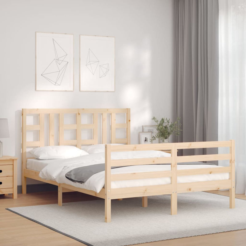 vidaXL tömör fa ágykeret fejtámlával 160 x 200 cm