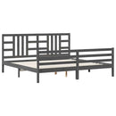 vidaXL szürke tömör fa ágykeret fejtámlával 200 x 200 cm