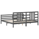 vidaXL szürke tömör fa ágykeret fejtámlával 200 x 200 cm