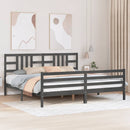 vidaXL szürke tömör fa ágykeret fejtámlával 200 x 200 cm