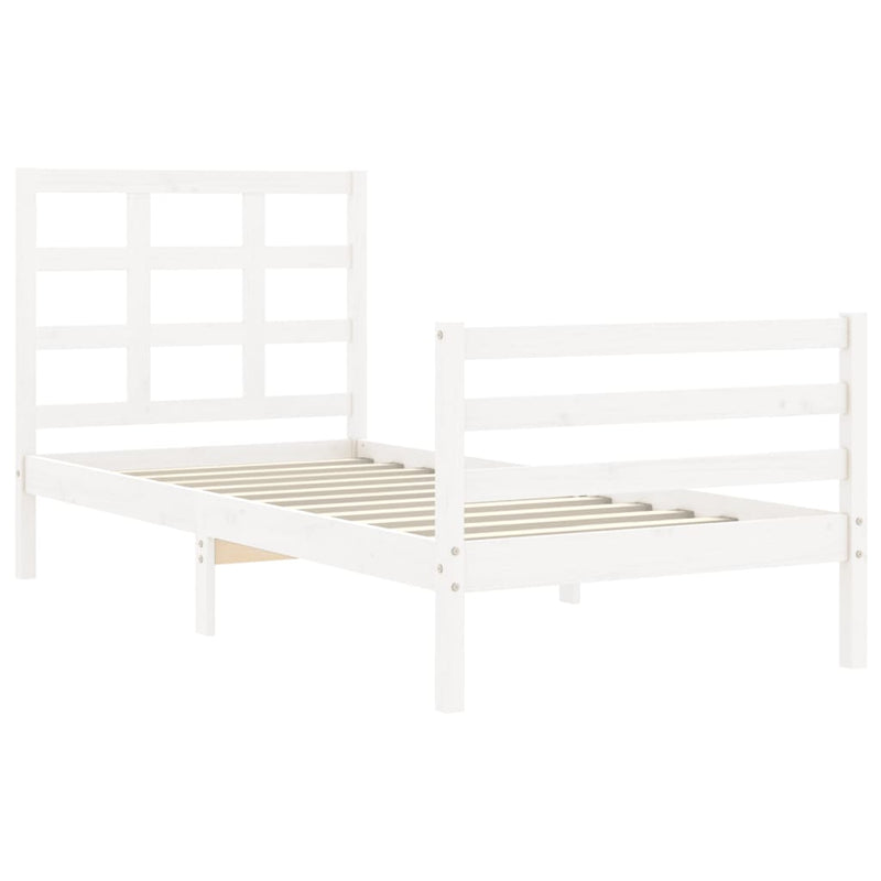 vidaXL fehér tömör fa ágykeret fejtámlával 100 x 200 cm