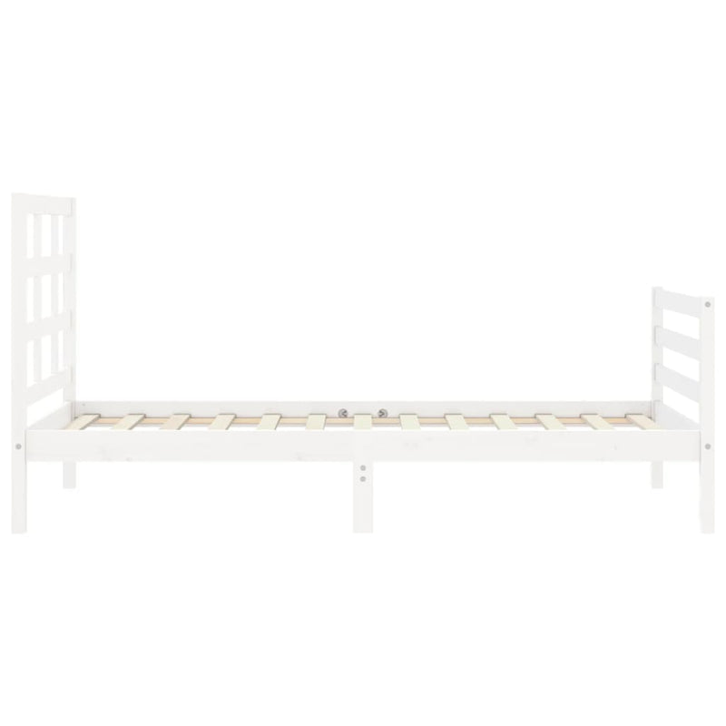 vidaXL fehér tömör fa ágykeret fejtámlával 100 x 200 cm