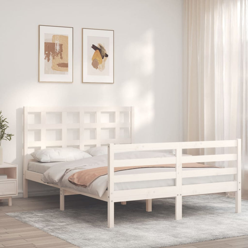 vidaXL fehér tömör fa ágykeret fejtámlával 120 x 200 cm