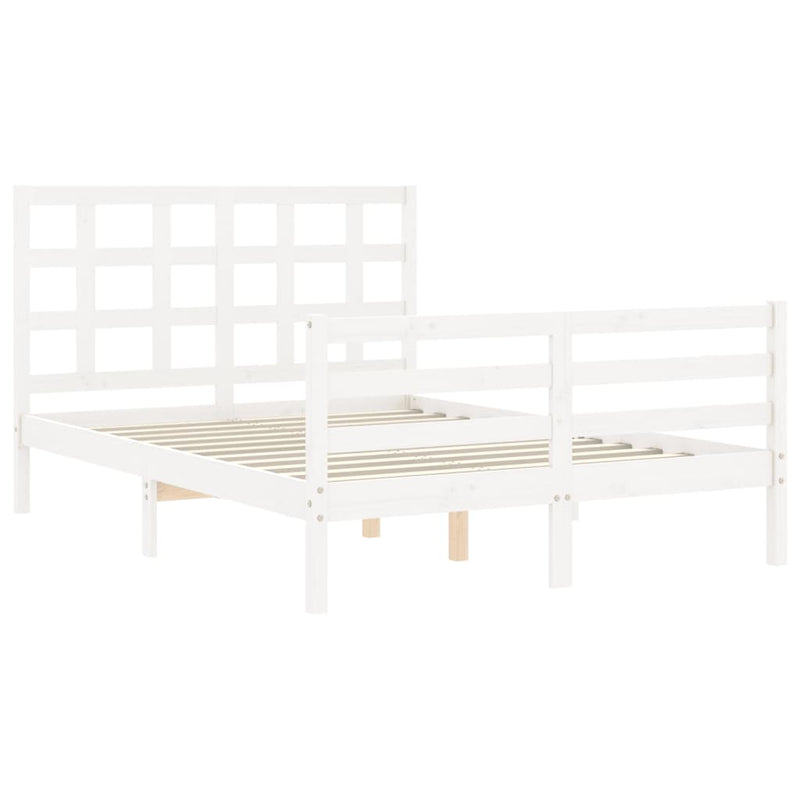 vidaXL fehér tömör fa ágykeret fejtámlával 120 x 200 cm