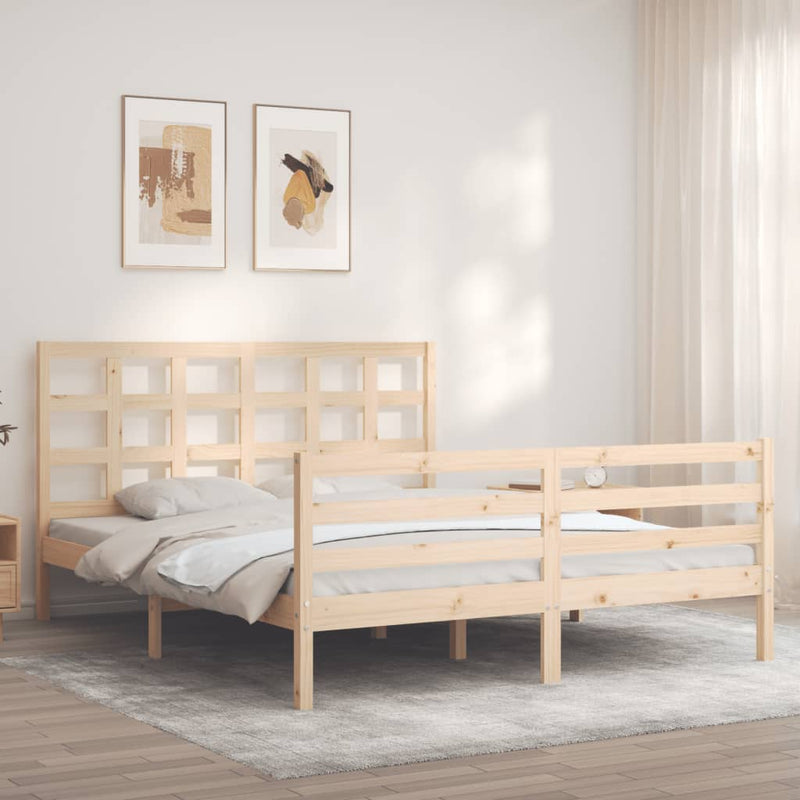 vidaXL tömör fa ágykeret fejtámlával 160 x 200 cm