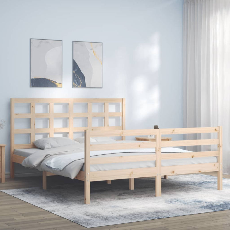 vidaXL tömör fa ágykeret fejtámlával 160 x 200 cm