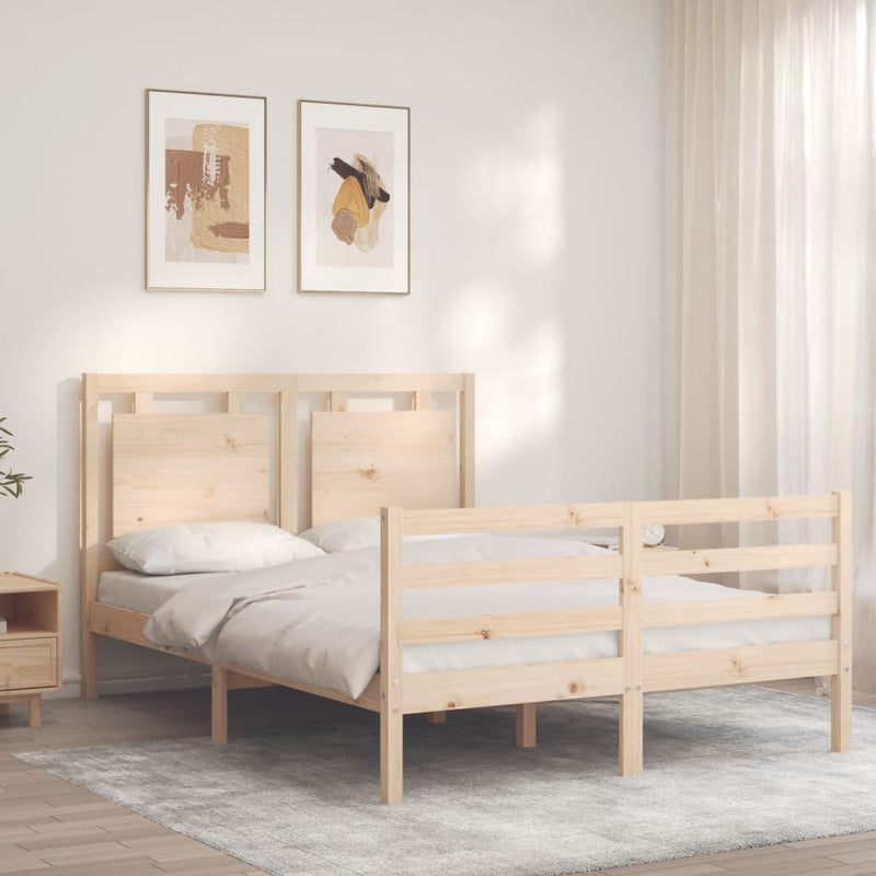 vidaXL tömör fa ágykeret fejtámlával Small Double