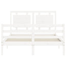 vidaXL fehér tömör fa ágykeret fejtámlával Double