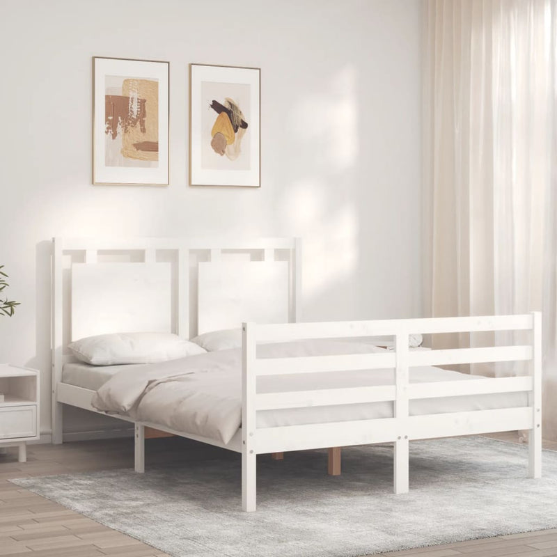 vidaXL fehér tömör fa ágykeret fejtámlával 120 x 200 cm
