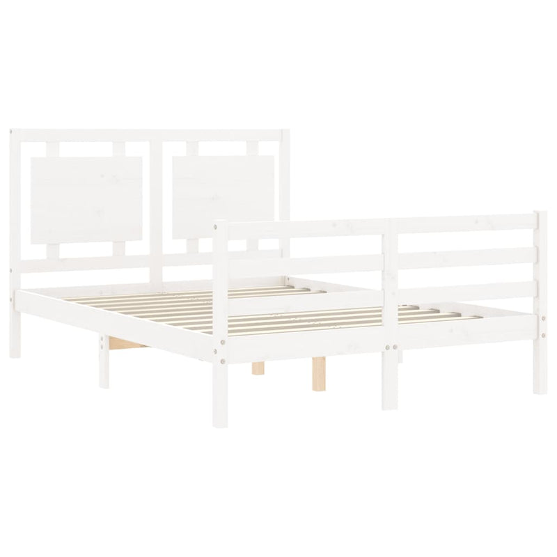 vidaXL fehér tömör fa ágykeret fejtámlával 120 x 200 cm