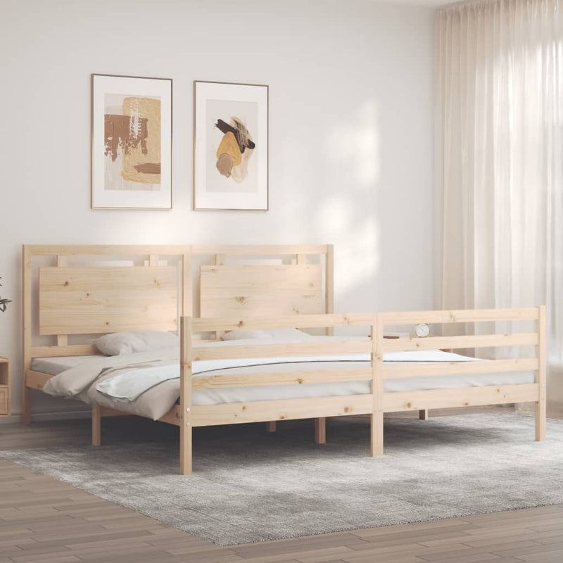 vidaXL tömör fa ágykeret fejtámlával Super King Size