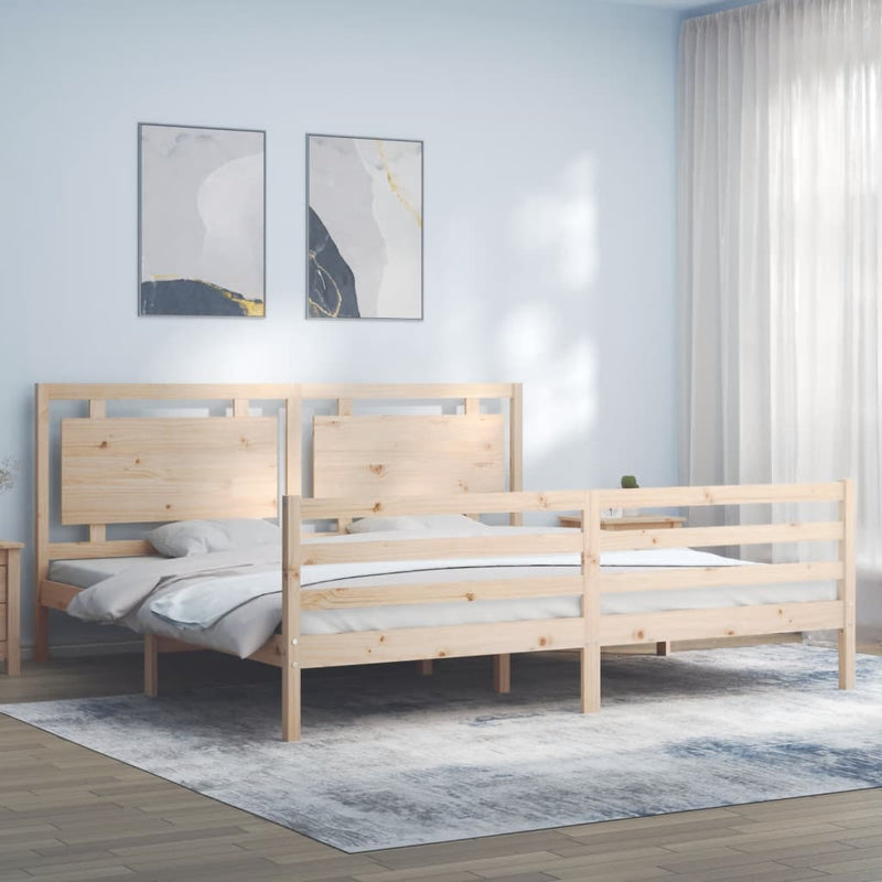 vidaXL tömör fa ágykeret fejtámlával Super King Size