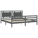 vidaXL szürke tömör fa ágykeret fejtámlával 200 x 200 cm