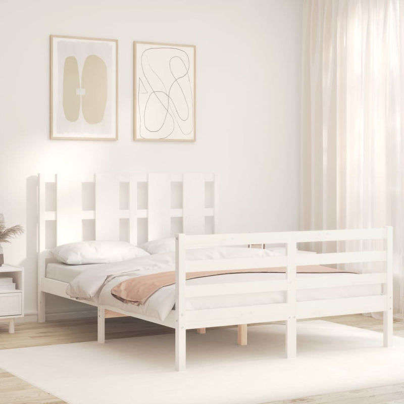 vidaXL fehér tömör fa ágykeret fejtámlával 120 x 200 cm