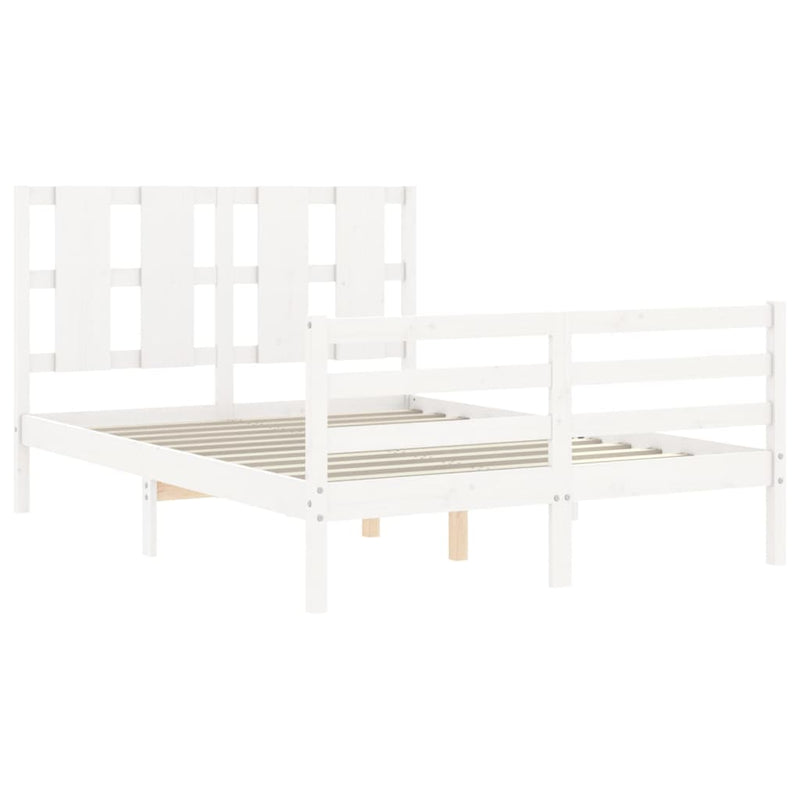 vidaXL fehér tömör fa ágykeret fejtámlával 120 x 200 cm
