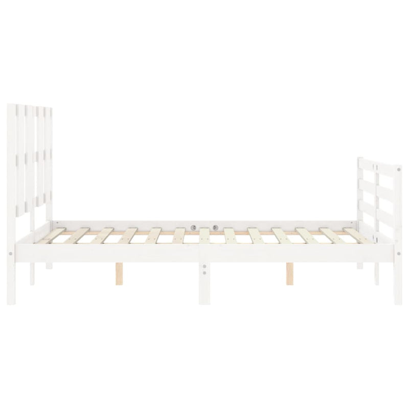 vidaXL fehér tömör fa ágykeret fejtámlával 120 x 200 cm