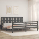 vidaXL szürke tömör fa ágykeret fejtámlával 200 x 200 cm