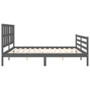 vidaXL szürke tömör fa ágykeret fejtámlával 200 x 200 cm
