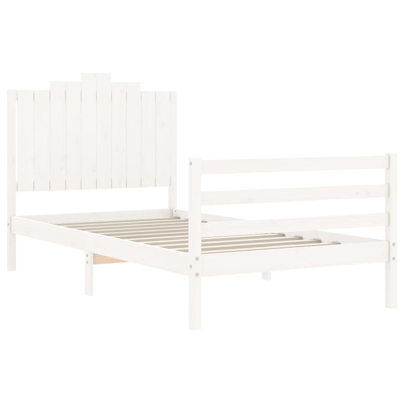 vidaXL fehér tömör fa ágykeret fejtámlával 100 x 200 cm