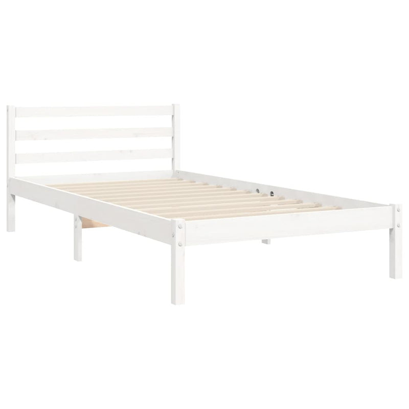 vidaXL fehér tömör fa ágykeret fejtámlával 100 x 200 cm
