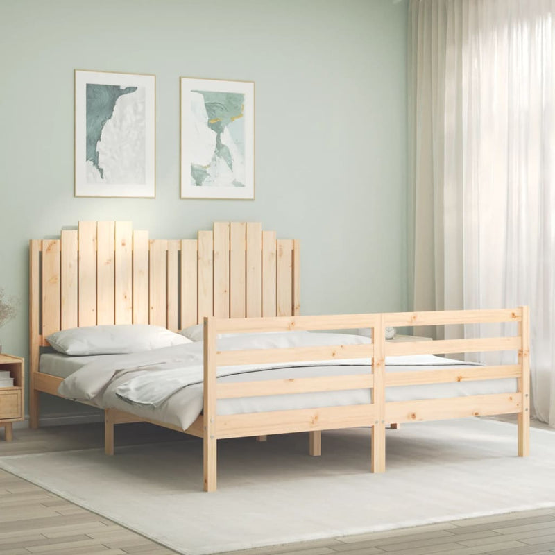 vidaXL tömör fa ágykeret fejtámlával 160 x 200 cm