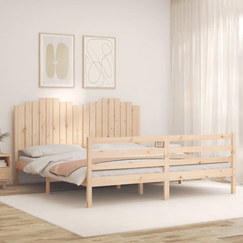 vidaXL tömör fa ágykeret fejtámlával Super King Size