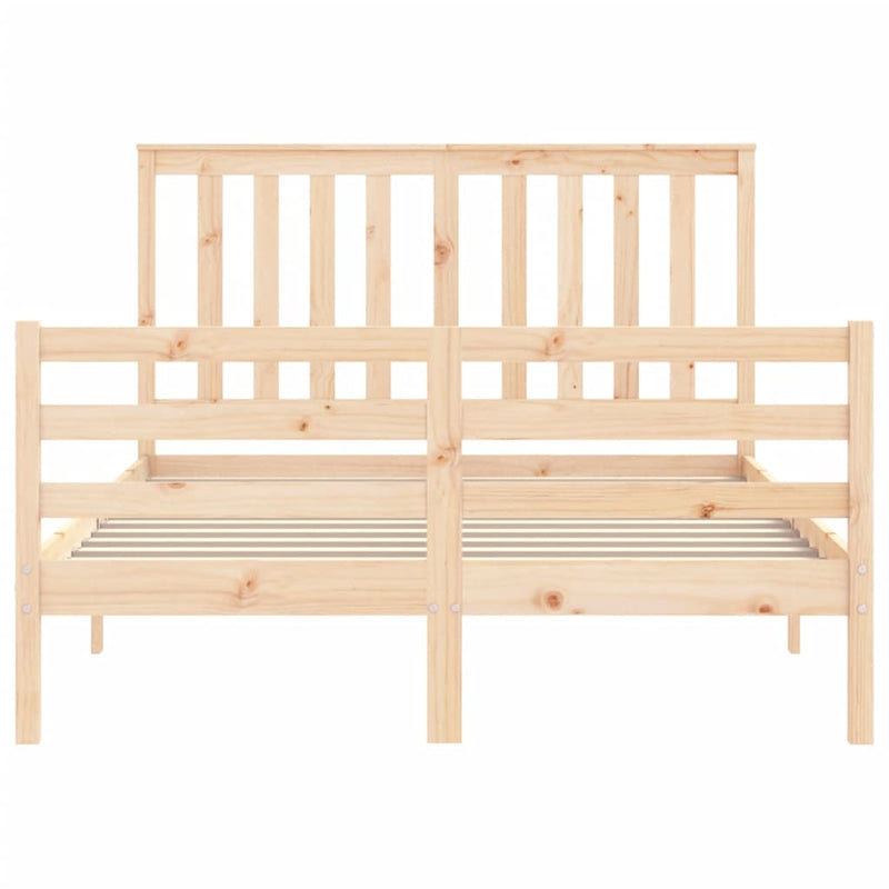 vidaXL tömör fa ágykeret fejtámlával Double