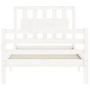vidaXL fehér tömör fa ágykeret fejtámlával Small Single