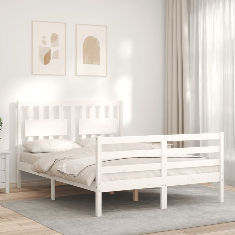 vidaXL fehér tömör fa ágykeret fejtámlával 120 x 200 cm
