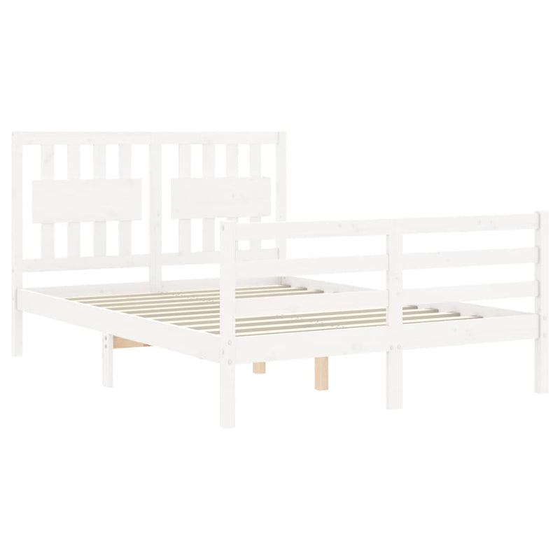 vidaXL fehér tömör fa ágykeret fejtámlával 120 x 200 cm