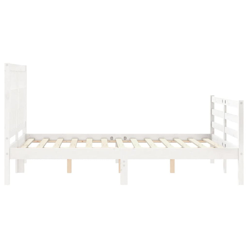vidaXL fehér tömör fa ágykeret fejtámlával 120 x 200 cm