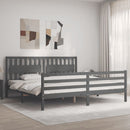 vidaXL szürke tömör fa ágykeret fejtámlával 200 x 200 cm