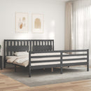 vidaXL szürke tömör fa ágykeret fejtámlával 200 x 200 cm