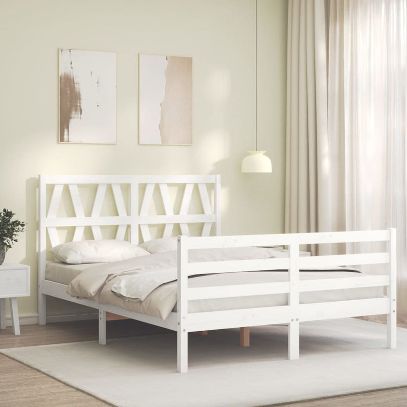 vidaXL fehér tömör fa ágykeret fejtámlával 120 x 200 cm