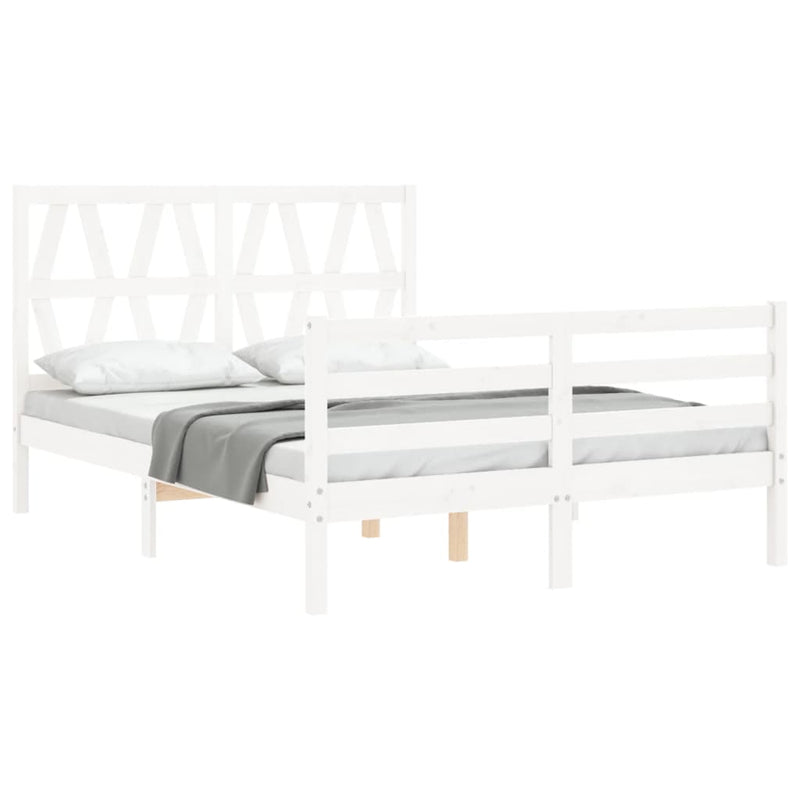 vidaXL fehér tömör fa ágykeret fejtámlával 120 x 200 cm