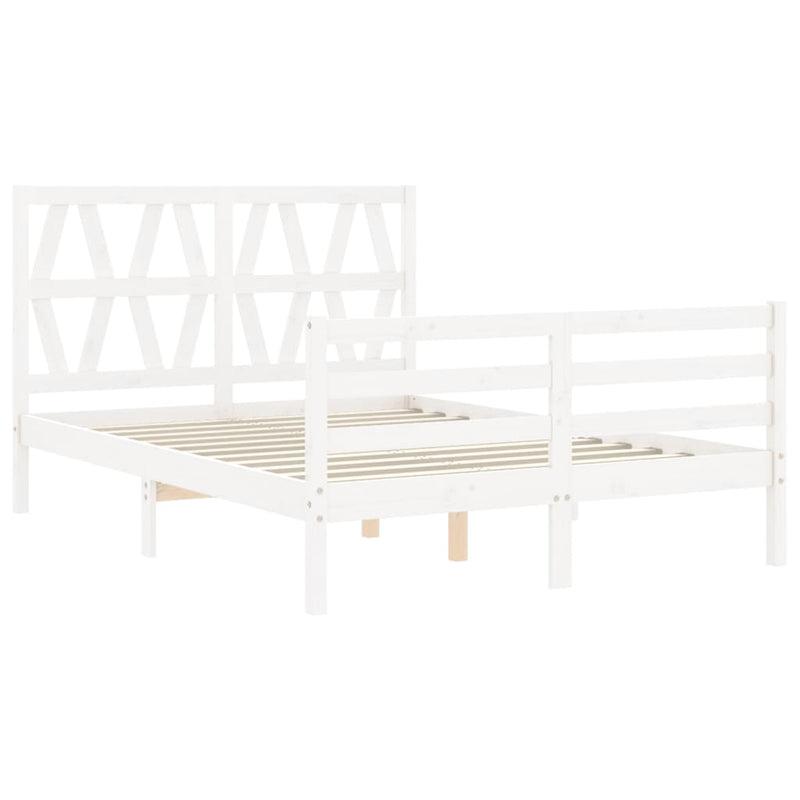 vidaXL fehér tömör fa ágykeret fejtámlával 120 x 200 cm