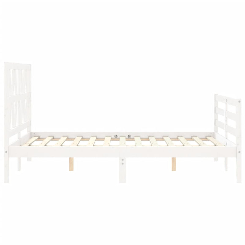 vidaXL fehér tömör fa ágykeret fejtámlával 120 x 200 cm
