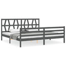 vidaXL szürke tömör fa ágykeret fejtámlával 200 x 200 cm