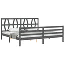 vidaXL szürke tömör fa ágykeret fejtámlával 200 x 200 cm