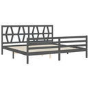 vidaXL szürke tömör fa ágykeret fejtámlával 200 x 200 cm