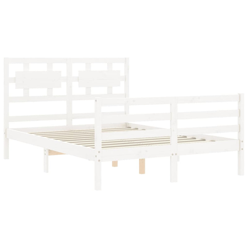 vidaXL fehér tömör fa ágykeret fejtámlával 120 x 200 cm