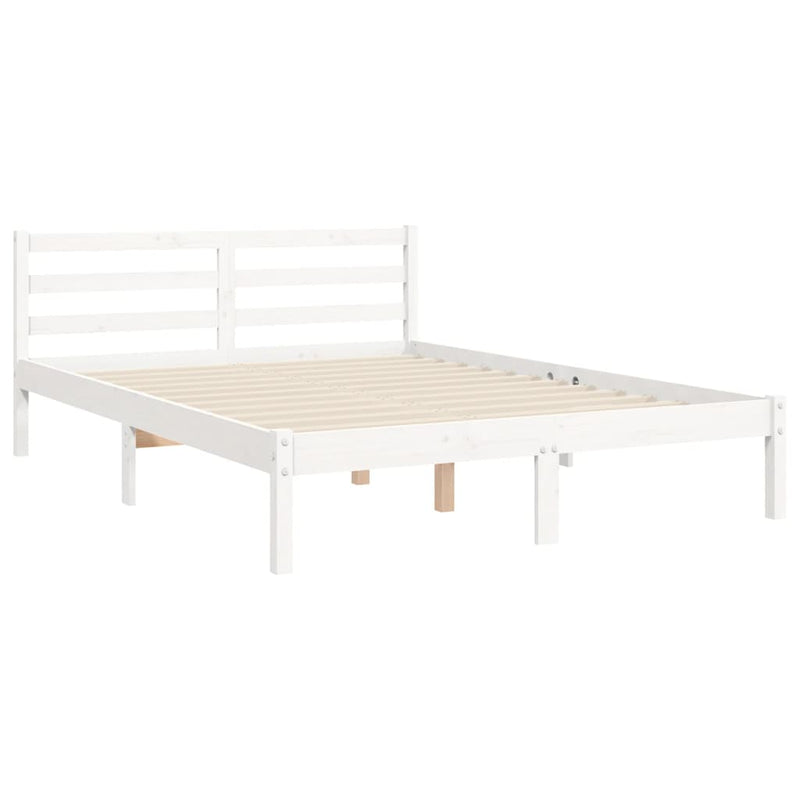 vidaXL fehér tömör fa ágykeret fejtámlával 120 x 200 cm