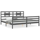 vidaXL szürke tömör fa ágykeret fejtámlával 200 x 200 cm