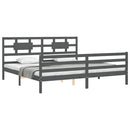 vidaXL szürke tömör fa ágykeret fejtámlával 200 x 200 cm