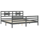 vidaXL szürke tömör fa ágykeret fejtámlával 200 x 200 cm
