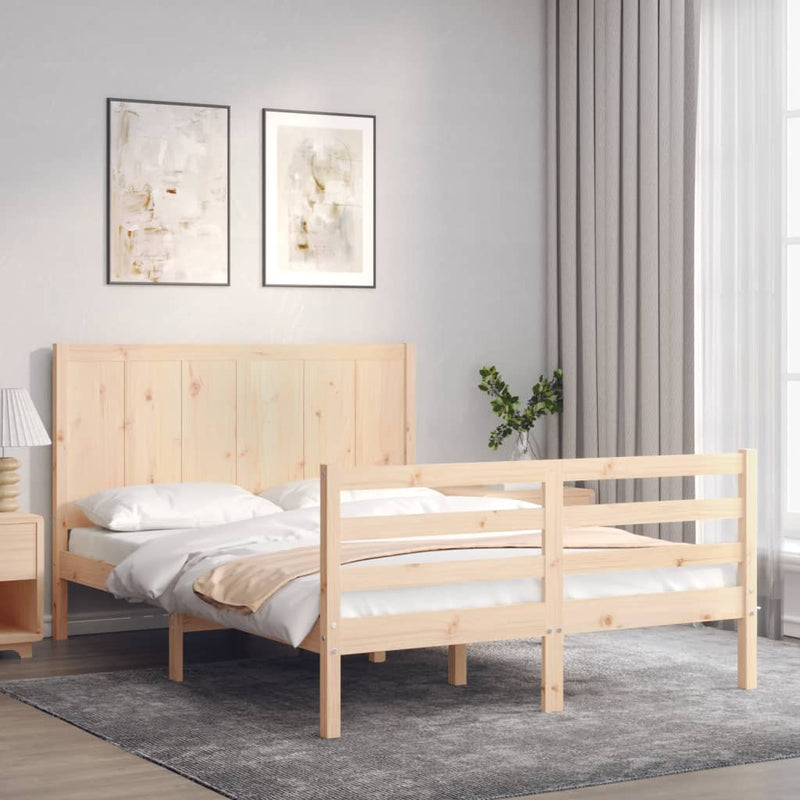 vidaXL tömör fa ágykeret fejtámlával 140 x 190 cm