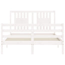 vidaXL fehér tömör fa ágykeret fejtámlával Double